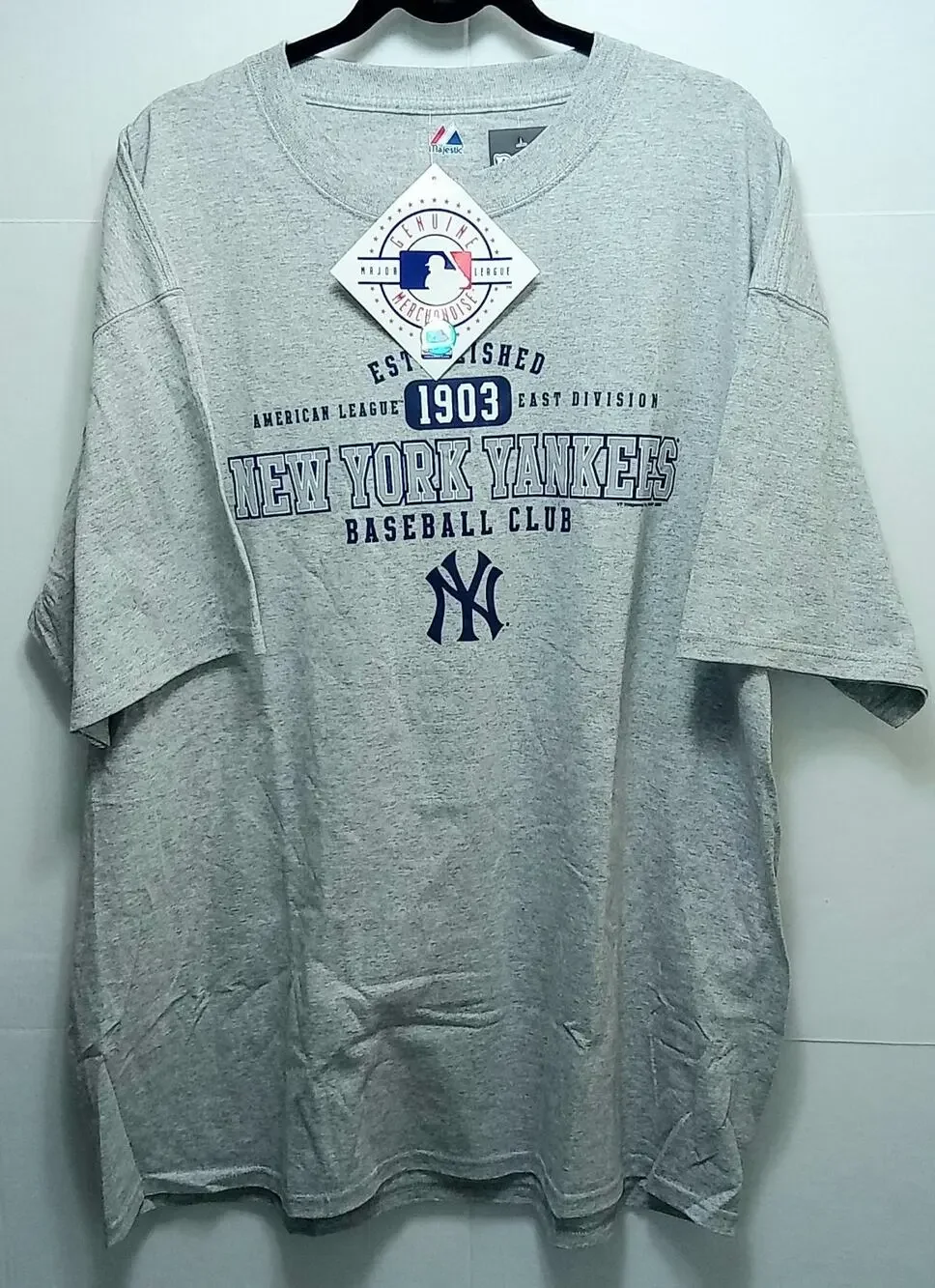 Y2K 2008 New York Yankees Baseball Club Majestic Gray Shirt Men's Medium
